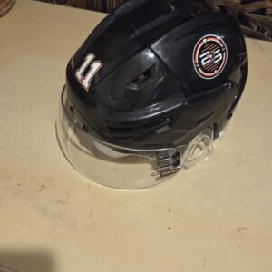 Wilkes-Barre/Scranton Penguins Alex Nylander Black Helmet Bauer Size M, has the 25 year logo on the sides