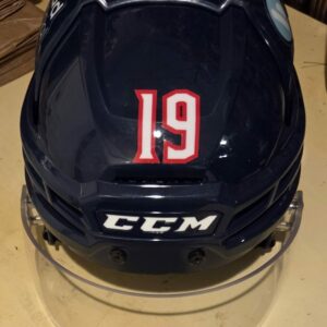 COLUMBUS BLUE JACKETS Liam Forty #19 Blue Bauer Helmet with shield Bread Financial patches  $250