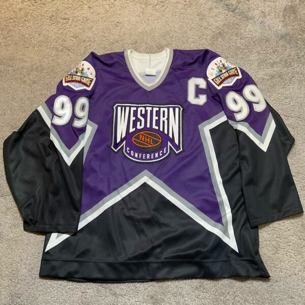 ALL STAR Western Conference All Star Wayne Gretzky #99 “C” Purple CCM Knit size 56 New York Game 1993-94 Autographed