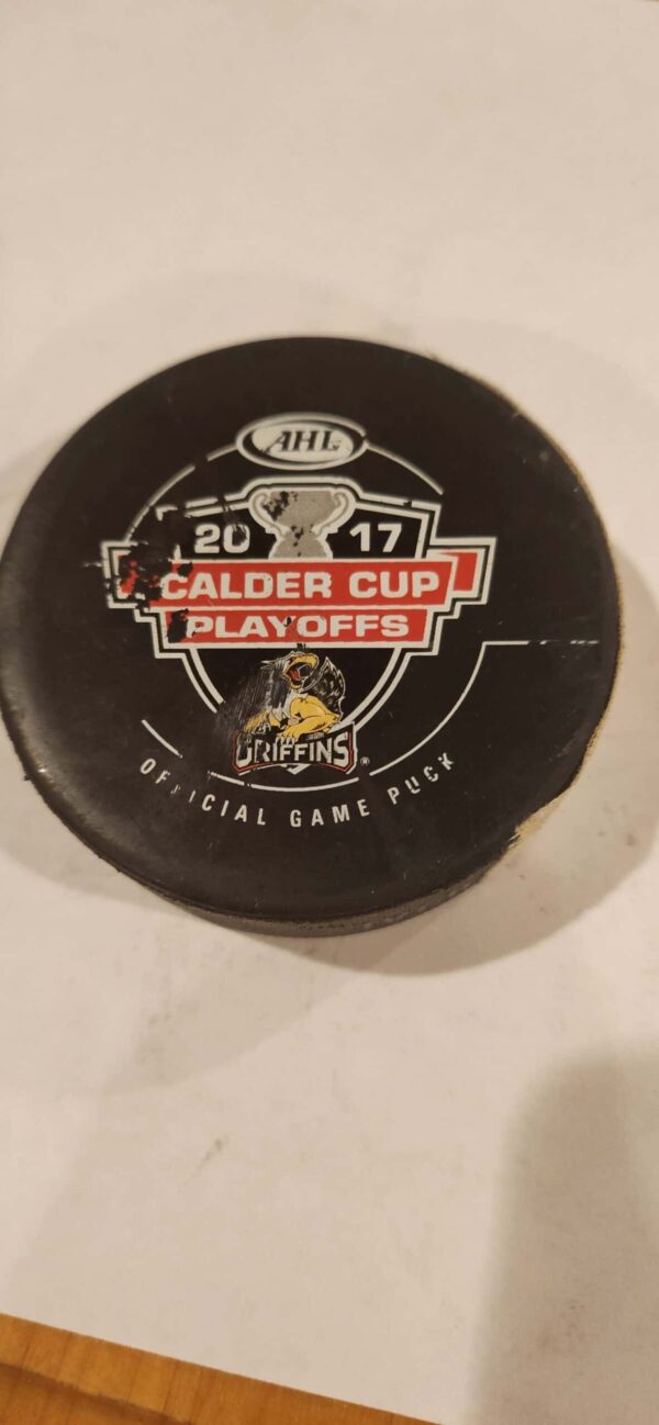 Chicago Wolves Kenny Agostino Griffins 2017 Calder Cup Playoffs Griffins puck