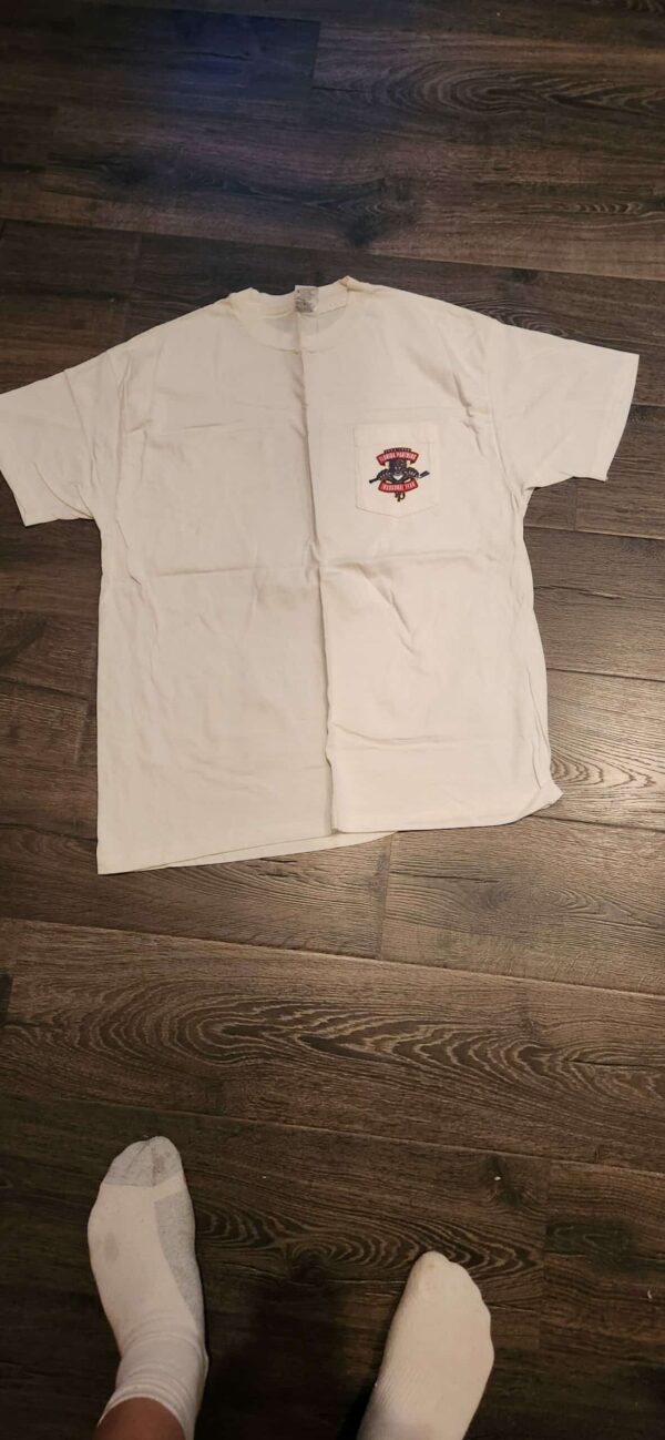 Florida Panthers 1993-94 Inaugural Pocket T-shirt White size XL Panther on back with inscription about inaugural season