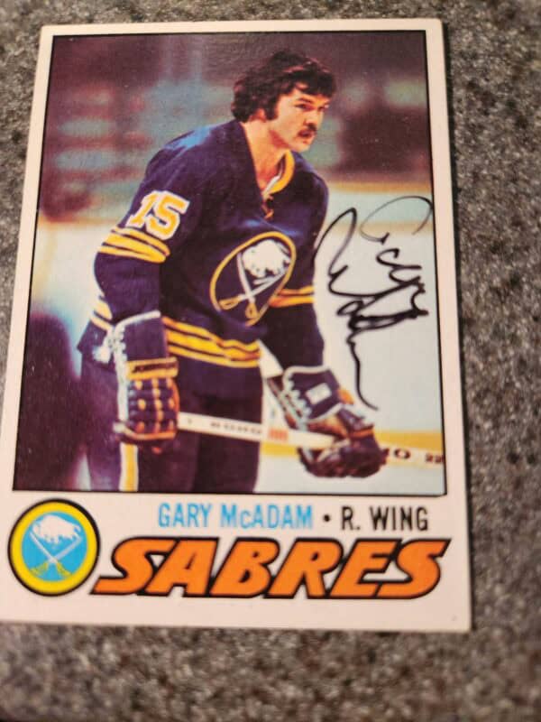 1977-78 Topps #253 Gary McAdam Buffalo Sabres Rookie autographed LOA $15