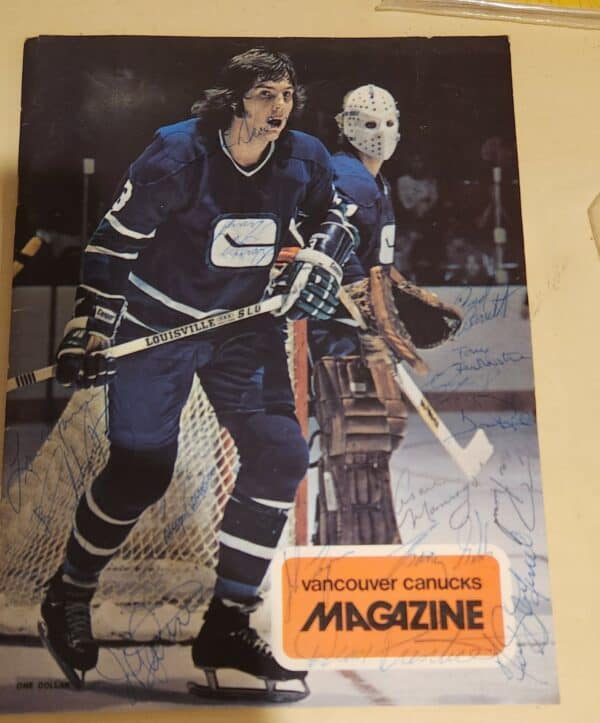 1973-74 Minnesota North Stars Programed signed by 20 Stars LOA Nanne, Goldsworthy, Reid and More