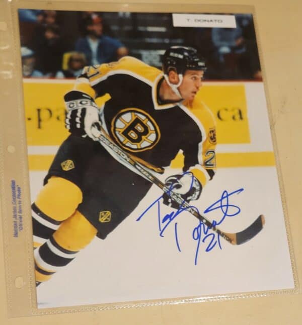 Ted Donato Boston Bruins 10 X 8 Autographed black jersey LOA