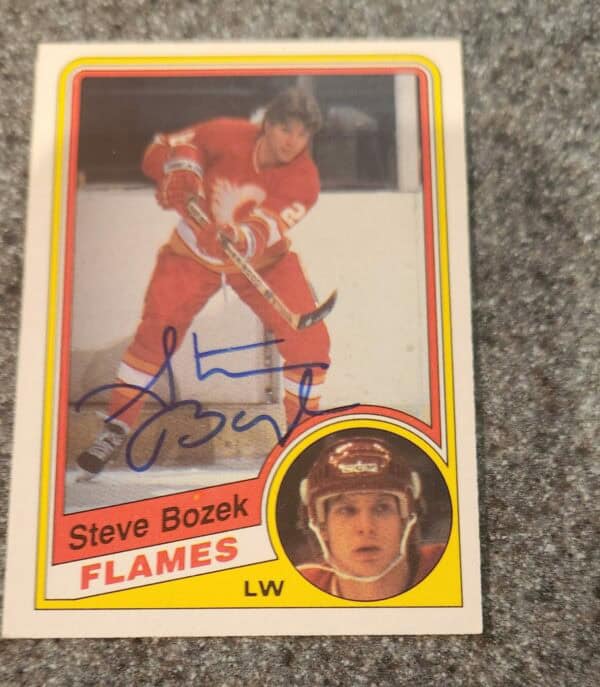 1984-85 O-Pee-Chee #220 Steve Bozek Calgary Flames autographed w/LOA