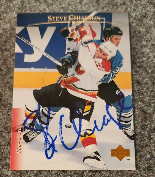 1995-96 Upper Deck Electric Ice Gold #10 Steve Chiasson Calgary Flames Deceased Autographed card