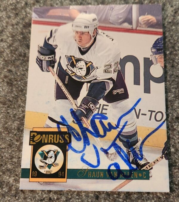 1993-94 Donruss Shaun Van Allen Anaheim Mighty Ducks #14 Autographed LOA