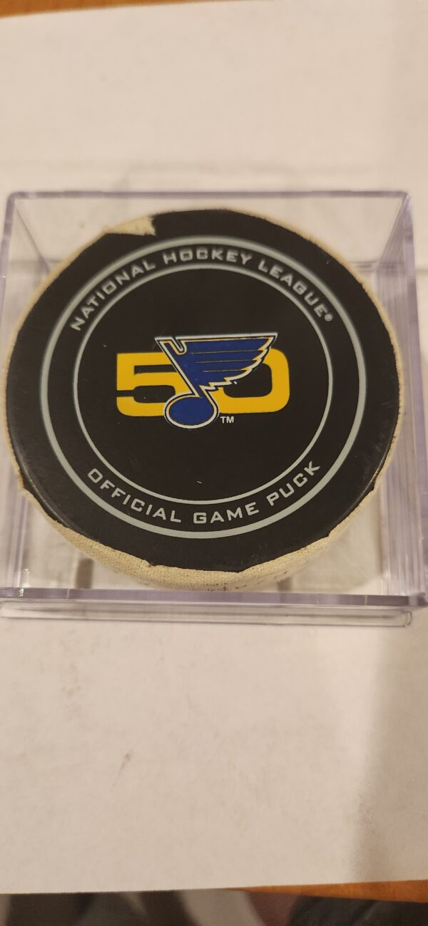 Alex Pietrangelo St. Louis Blues 50th Logo, 100 Year puck, April 4th 2017