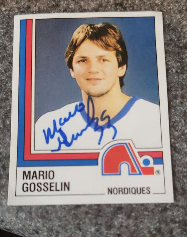 1987-88 Panini Stickers #157 Mario Gosselin Quebec Nordiques Autographed w/LOA