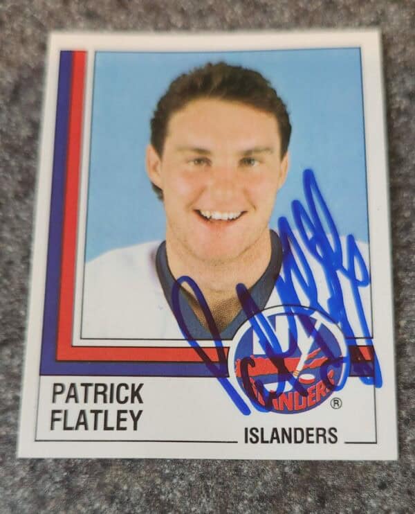 1987-88 Panini Stickers #101 Pat Flatley New York Islanders Autographed w/LOA