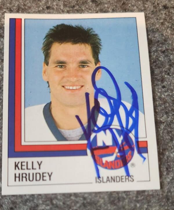 1987-88 Panini Stickers Kelly Hrudey New York Islanders #90 autographed w/loa