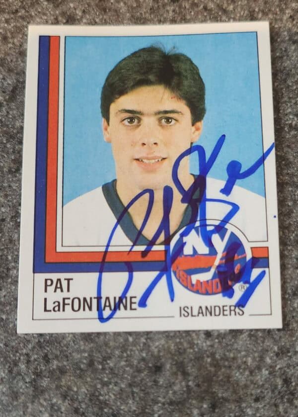 1987-88 Panini Stickers Pat LaFontaine New York Islanders #96 autograph w/loa