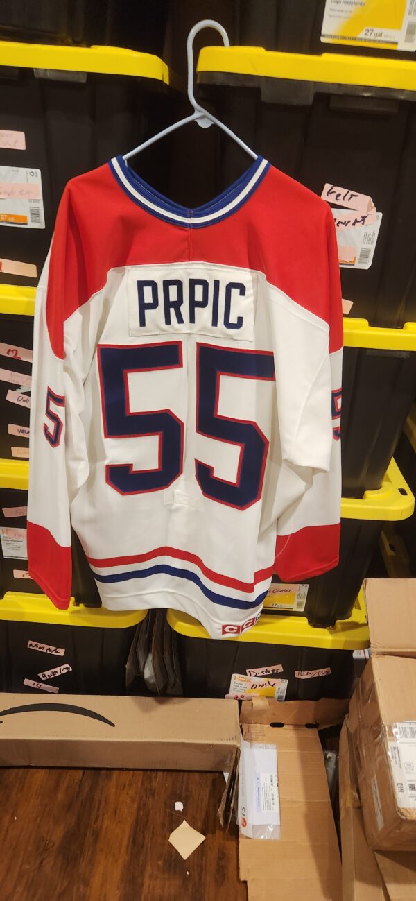 Montreal Canadiens Tony Prpic #55 White CCM Knit size 54 90’s Preseason