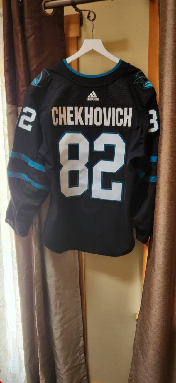 SAN JOSE SHARKS Ivan Chekhovich #82 Black Adidas airknit size 56 Not Game Worn on tag in jersey $350