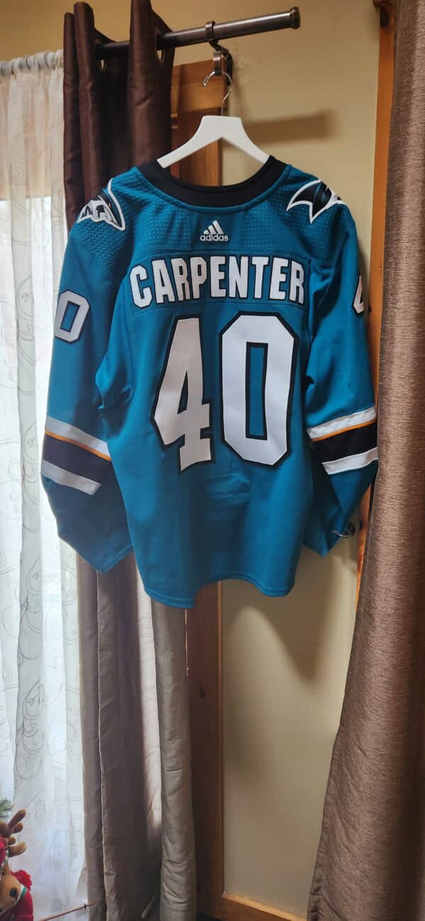 SAN JOSE SHARKS RYAN Carpenter #40 Teal Adidas size 56 not game worn on set tag 2017-18 $300