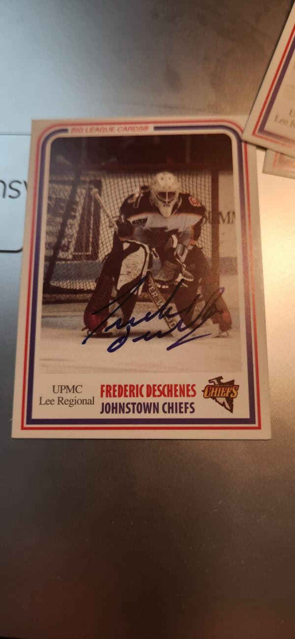 1999-00 Johnstown Chiefs autographed #23 Frederic Deschenes Big League cards LOA