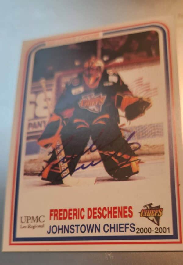 2000-01 Johnstown Chiefs autographed #11 Frederic Deschenes Big League cards LOA