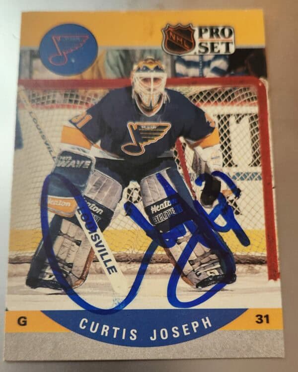 1990-91 PRO SET #638 CURTIS JOSEPH ST LOUIS BLUES Rookie AUTOGRAPHED CARD w/LOA