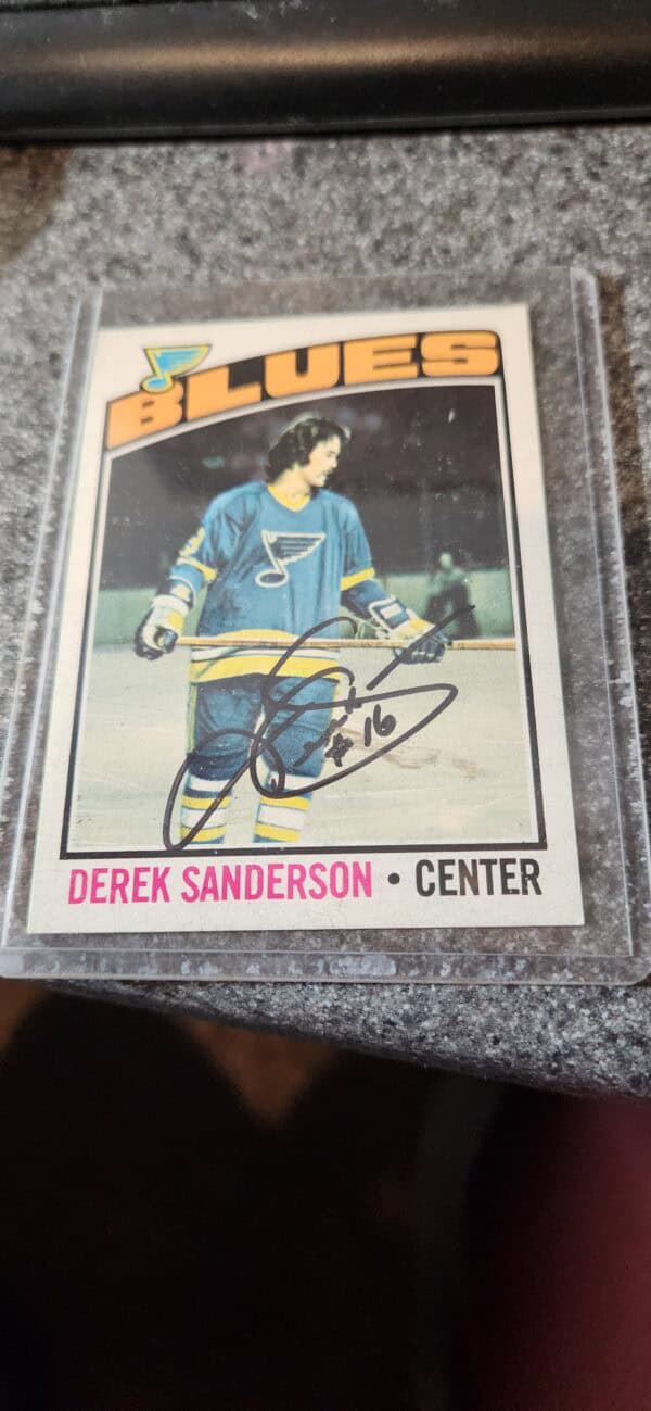 DEREK SANDERSON St. Louis Blues Autographed 1976-77 OPC #20 LOA