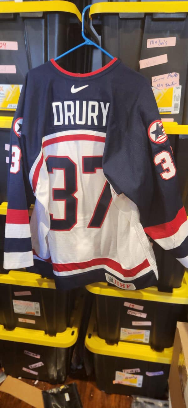 TEAM USA Chris Drury White #37 size 54 Nike Airknit 2004 World Cup IIHF Ice Violence LOA $1500