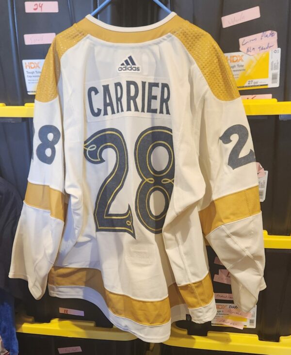 LAS VEGAS GOLDEN KNIGHTS William Carrier #28 White Winter Classic V style March 21st 2024 Adidas Size 56 Team LOA photo matched Circa Sport patch 2023-2024 season Vegas #16780 $2500