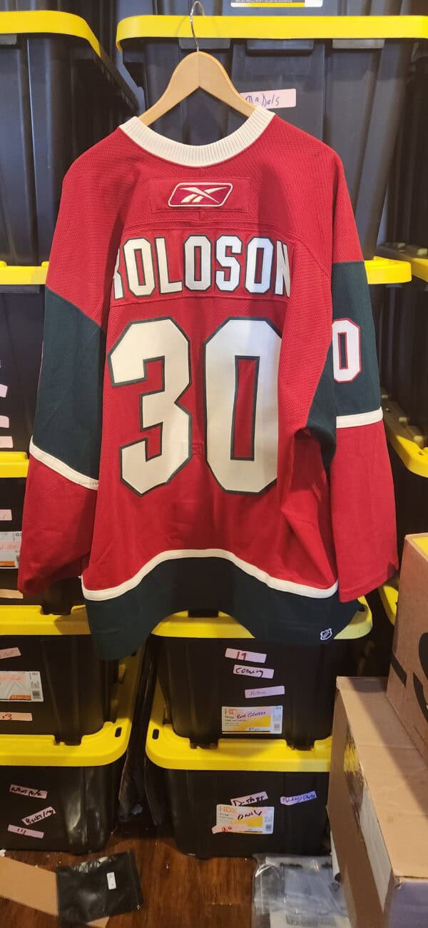 MINNESOTA WILD Dwayne Roloson #30 Red Alternate 2005-06 set 1 Reebok size 58 Team LOA $1000