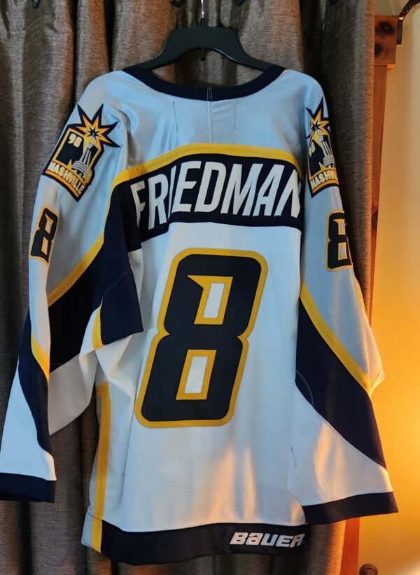 Nashville Predators Doug Friedman #8 White Bauer airknit 98-99 1st year Team LOA $600