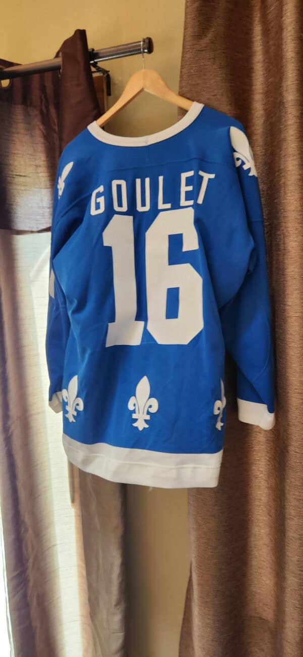 Quebec Nordiques Michel Goulet #16 Blue Maska All Screened on replaced / Restored