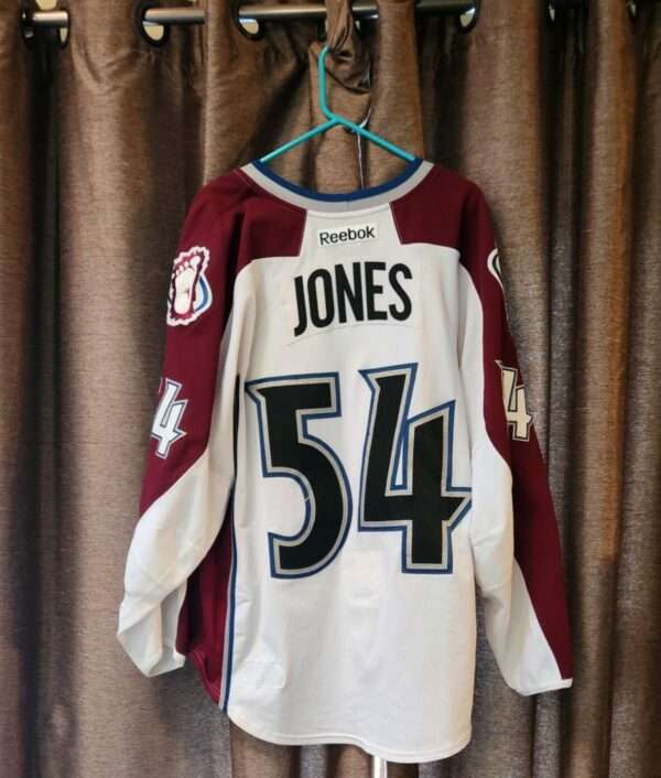 COLORADO AVALANCHE David Jones #54 White Reebok airknit size 56 Mei Gray #I 09717 $750