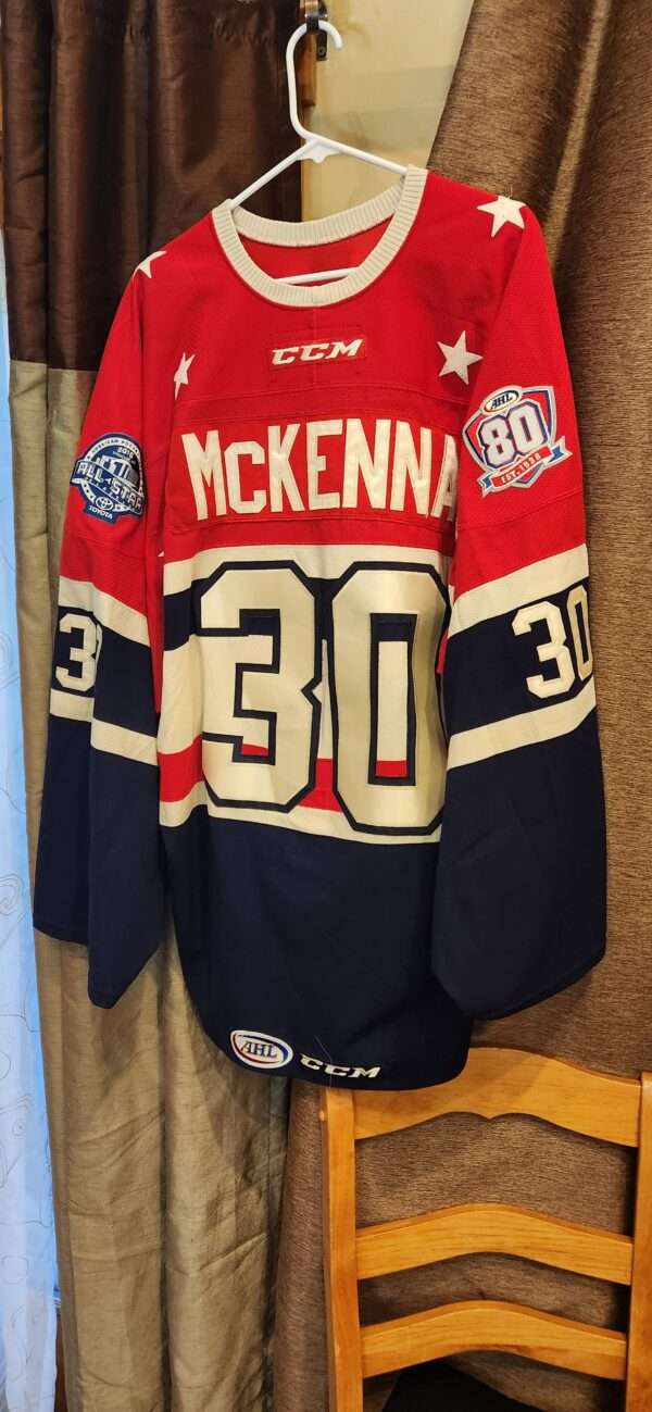 AHL ALL STAR GAME 2015-16 MIKE McKenna #30 Eastern Red CCM airknit size 60 Toyota and 80th All Star patches $750