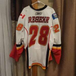 Calgary Flames Robyn Regehr # 28 White set 1 with "A" Reebok airknit size 58+ team LOA & MeiGray$1000