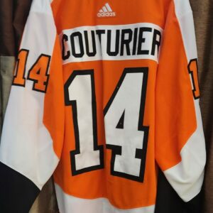 PHILADELPHIA FLYERS SEAN COUTURIER #14 ORANGE 2017-18 SET 3 ADIDAS AIRKNIT SIZE 56 $2500