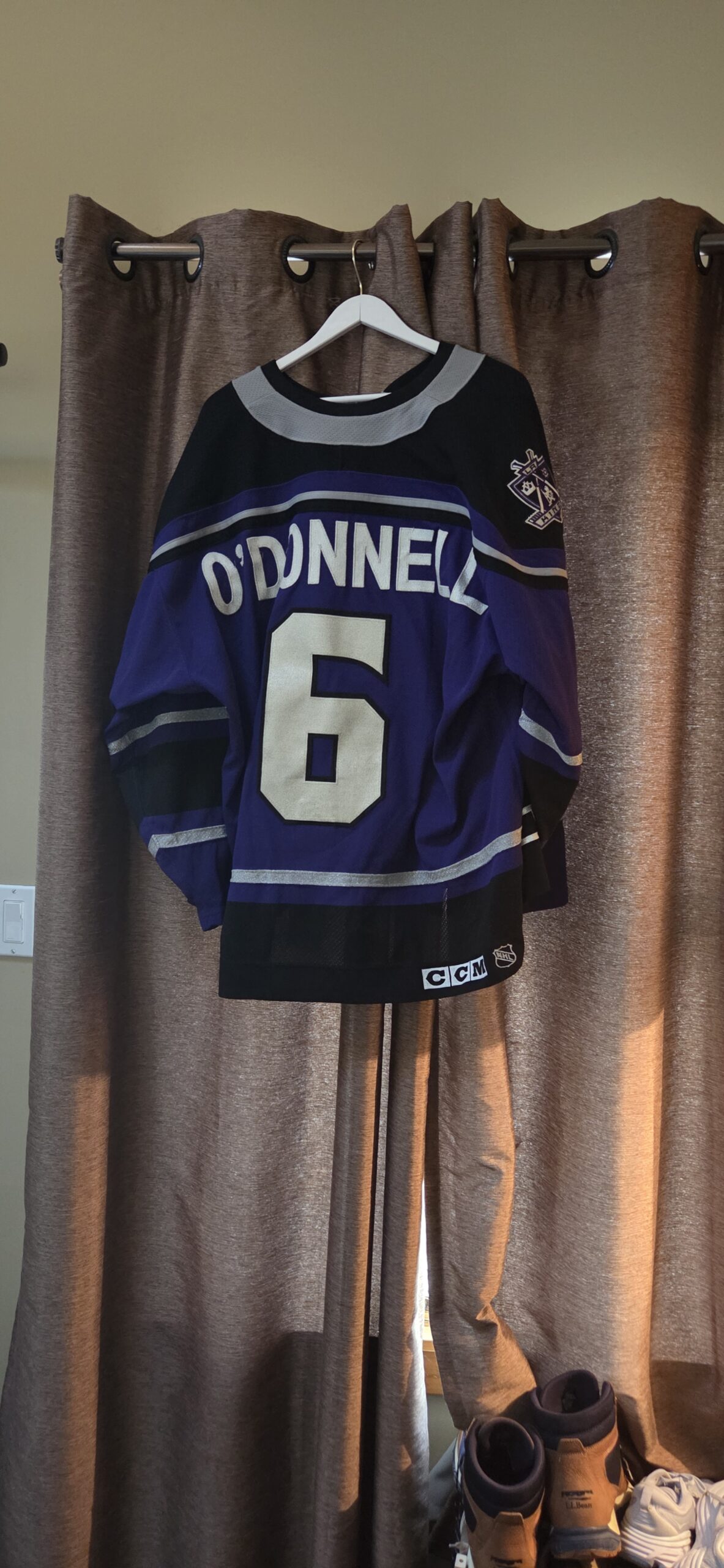 LOS ANGELES KINGS Sean O'Donnell # 6 3rd Purple Jersey from 1999-00 CCM Airknit size 58 from opening game at Staple Center $2500