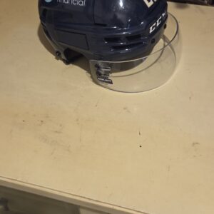 COLUMBUS BLUE JACKETS Jake Bean #22 Blue CCM Helmet with shield Bread Financial patches  $250