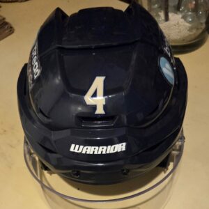 COLUMBUS BLUE JACKETS Vladislav Gavrikov #6 2022-23 Helmet with shield size 7 / 7/12 , Bread Financial, Columbus sticker on back , Warrior with Oakley Shield