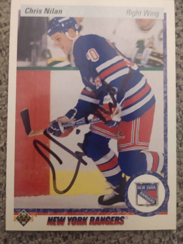 1990-91 Upper Deck #368 Chris Nilan New York Rangers autographed LOA