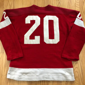 With Photo Matches to Len Lunde and “Lefty” Wilson 1960-61 Detroit Red Wings #20 Game Worn Jersey  Red Wool Home Jersey