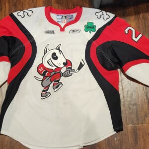Niagra Icedogs Terreri #21 White Reebok Airknit size 54  w/ Shamrock patch for owners passing away $300