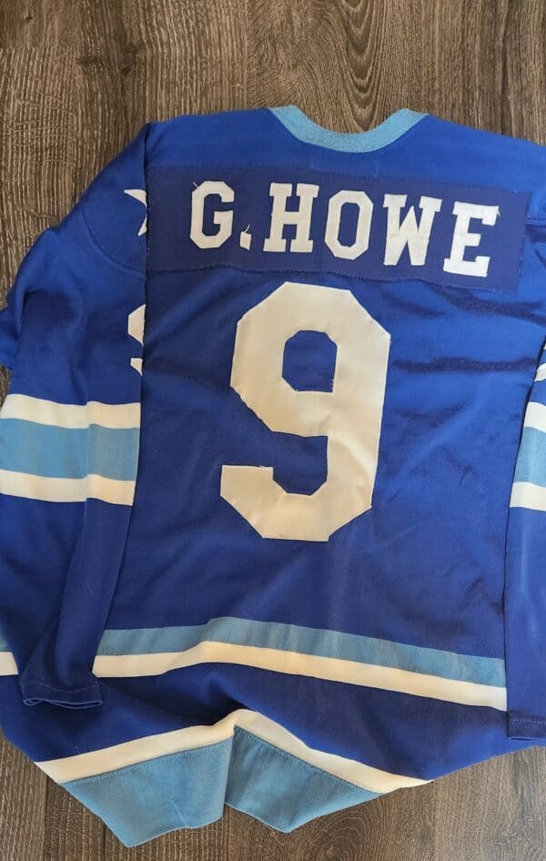 Gordie Howe #9 Blue Rawlings size 48 1973-74 first year WHA G. Howe on back $25,000